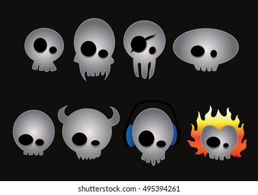 skull icon element set for Halloween. vector illustration