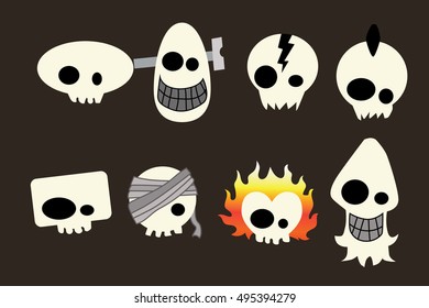 skull icon element set for Halloween. vector illustration