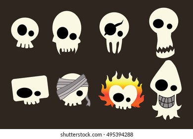 skull icon element set for Halloween. vector illustration