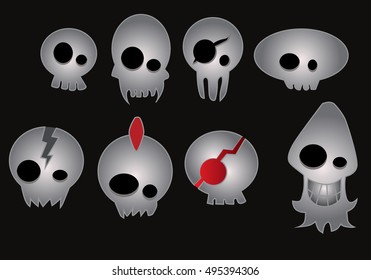 skull icon element set for Halloween. vector illustration