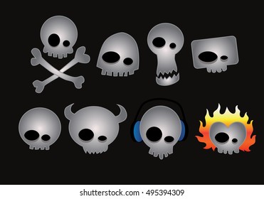 skull icon element set for Halloween. vector illustration