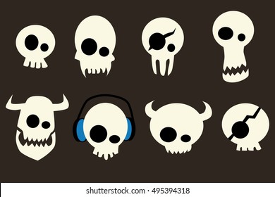 skull icon element set for Halloween. vector illustration