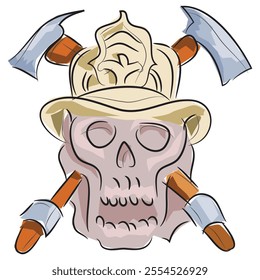 Skull Icon Firefighter Sign and Badge