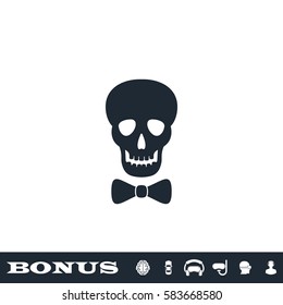 Skull icon flat. Black pictogram on white background. Vector illustration symbol and bonus button