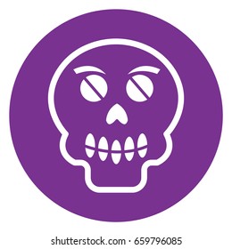 skull icon flat color. Vector illustration, easy paste to any background