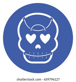 skull icon flat color. Vector illustration, easy paste to any background