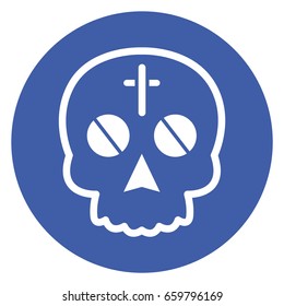 skull icon flat color. Vector illustration, easy paste to any background