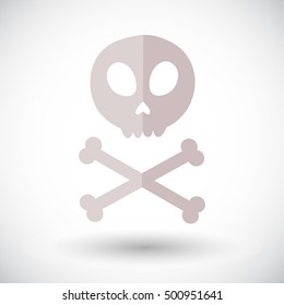 Skull icon. Flat design icon of skull with crossbones - for Day of the Dead Dia de los Muertos or for Halloween. Jolly Roger Vector illustration