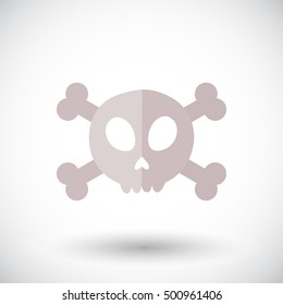 Skull icon. Flat design icon of skull with crossbones - for Day of the Dead Dia de los Muertos or for Halloween. Jolly Roger Vector illustration