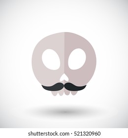 Skull icon. Flat design icon of skull with moustache - for Day of the Dead, Dia de los Muertos or for Halloween. Vector illustration
