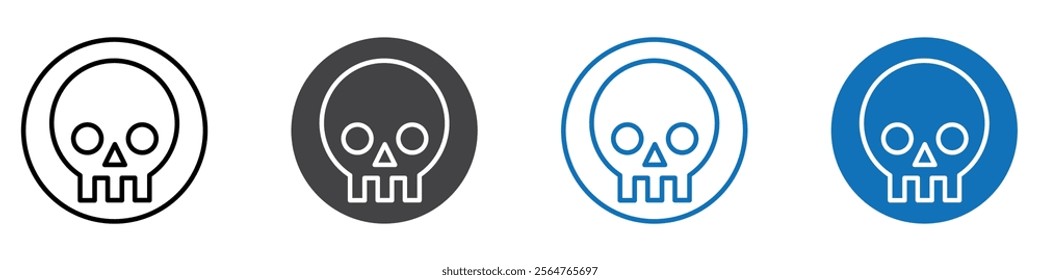 Skull icon flat editable icon mark set.