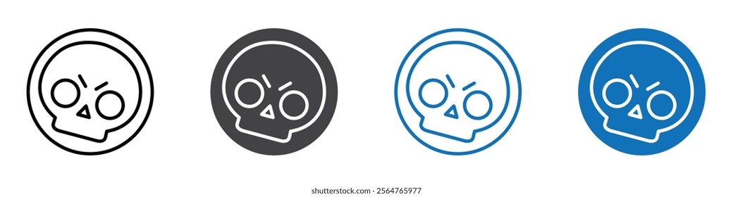 Skull icon flat editable icon mark set.