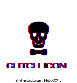 Skull icon flat. Simple pictogram - Glitch effect. Vector illustration symbol