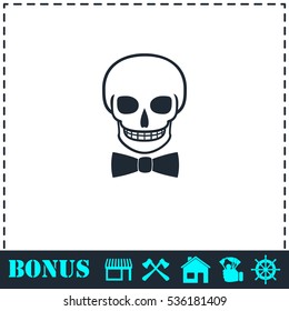 Skull icon flat. Simple vector symbol and bonus icon