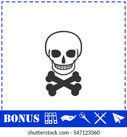 Skull icon flat. Simple vector symbol and bonus icon