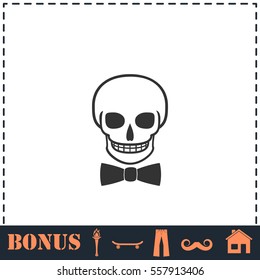 Skull icon flat. Simple vector symbol and bonus icon