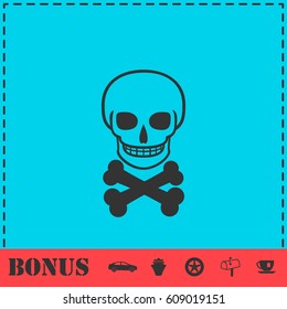 Skull icon flat. Simple vector symbol and bonus icon