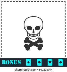 Skull icon flat. Simple vector symbol and bonus icon