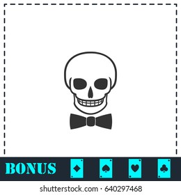 Skull icon flat. Simple vector symbol and bonus icon
