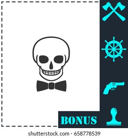 Skull icon flat. Simple vector symbol and bonus icon