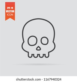 Skull icon in flat style isolated on grey background. For your design, logo. Vector illustration.