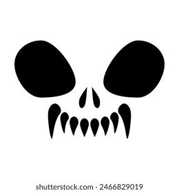 Skull icon. Gothic design for prints. Comic style. T-shirt print for Horror or Halloween. Vector illustration isolated on white background.