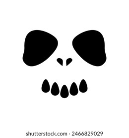 Skull icon. Gothic design for prints. Comic style. T-shirt print for Horror or Halloween. Vector illustration isolated on white background.