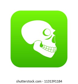Skull icon green vector isolated on white background