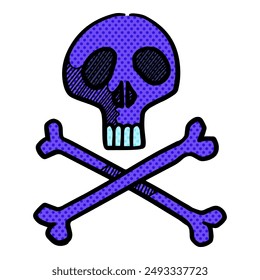 Skull icon halftone color vector illustration