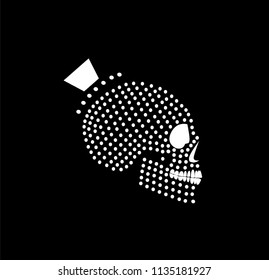 Skull icon with hat, side on white color