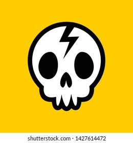 Skull icon illustration with flash lightning - Vector