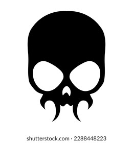 Skull icon illustration. Gothic design for prints. Comic style. Sticker for Horror or Halloween. Hand drawing illustration isolated on white background. Vector EPS 10