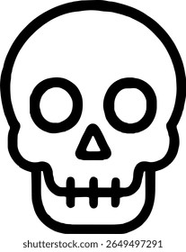 Skull icon illustration outline stroke minimalist black line	