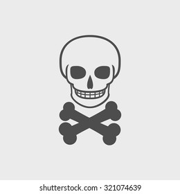 Skull icon isolated. Flat design style eps 10
