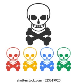 Skull icon isolated. Flat design style eps 10