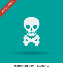 Skull icon isolated. Flat design style eps 10