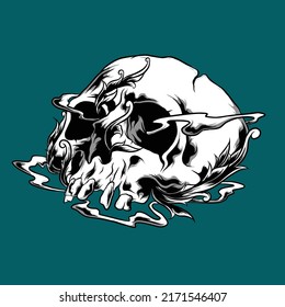 skull icon isolated on white background from rock and roll collection. 