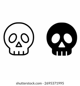 Icono del cráneo aislado en el fondo blanco