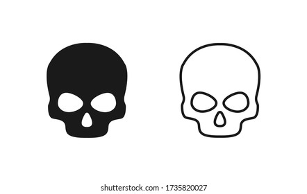 Skull icon isolated set. Danger symbol vector illustration in flat style.