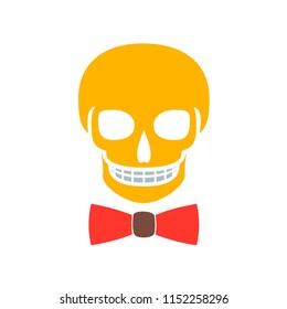 Skull icon isolated, tie. Flat design style eps 10