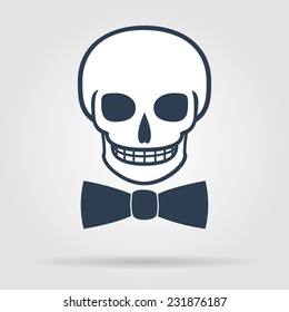 Skull icon isolated, tie. Flat vector illustrator Eps 