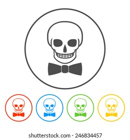 Skull icon isolated, tie. Flat vector illustrator Eps 