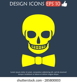 Skull icon isolated, tie. Flat vector illustrator Eps 