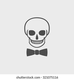 Skull icon isolated, tie. Flat design style eps 10