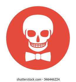 Skull icon isolated, tie. Flat design style eps 10