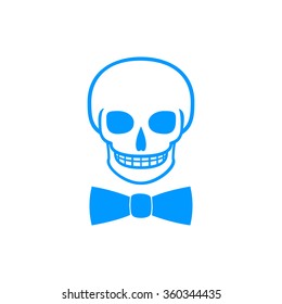 Skull icon isolated, tie. Flat design style eps 10