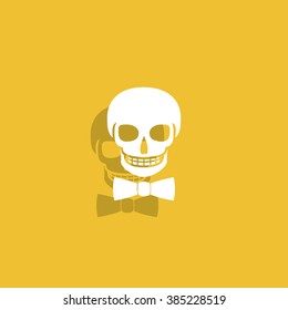 Skull icon isolated, tie. Flat design style eps 10