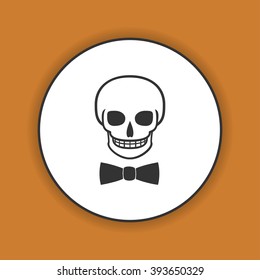 Skull icon isolated, tie. Flat design style eps 10