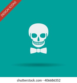 Skull icon isolated, tie. Flat design style eps 10