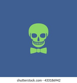 Skull icon isolated, tie. Flat design style eps 10